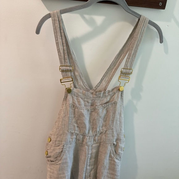 We Wore What Basic Linen Overalls in Natural Oatmeal Size Small - Picture 6 of 12